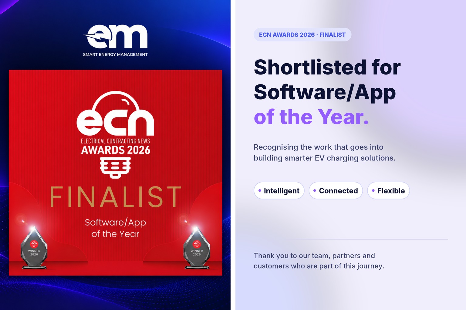 Electric Miles shortlisted for Software/App of the Year at the ECN Awards 2026: the Electrical Contracting News Awards 2026 finalist badge