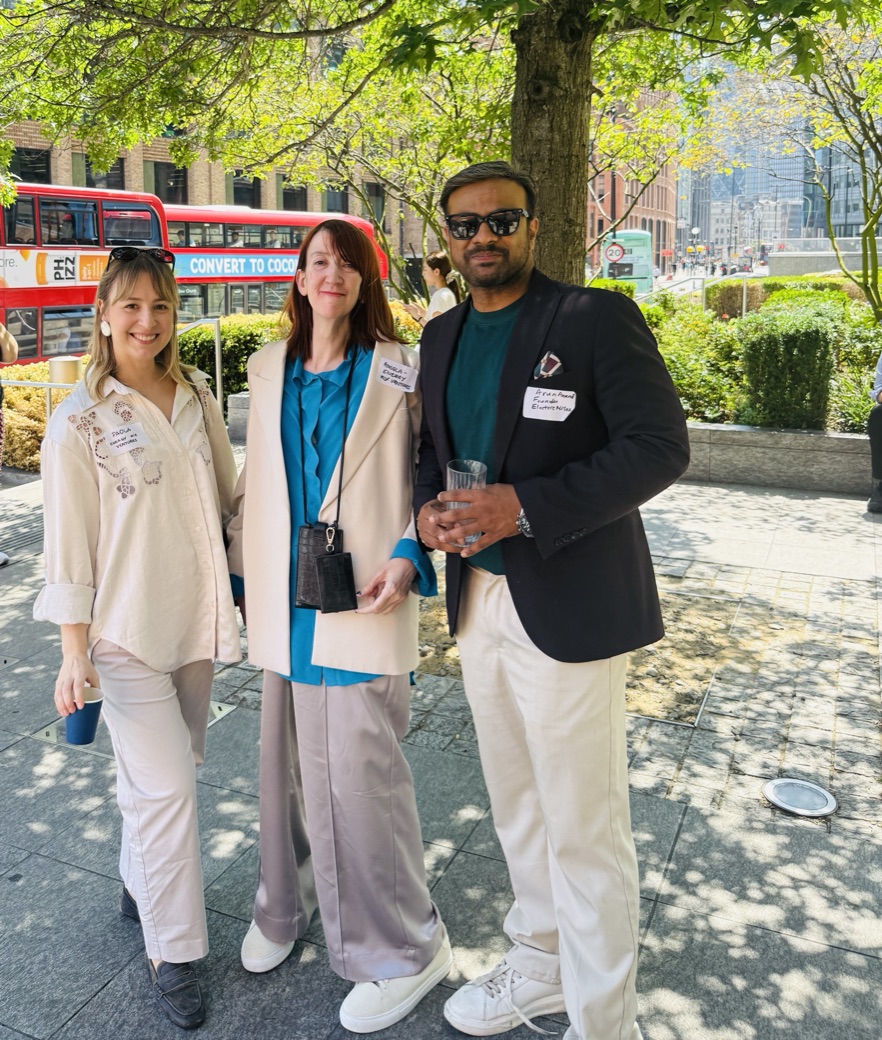 Arun Anand, founder of Electric Miles, with Angela McKane and Paola of Energy Mix Ventures in London
