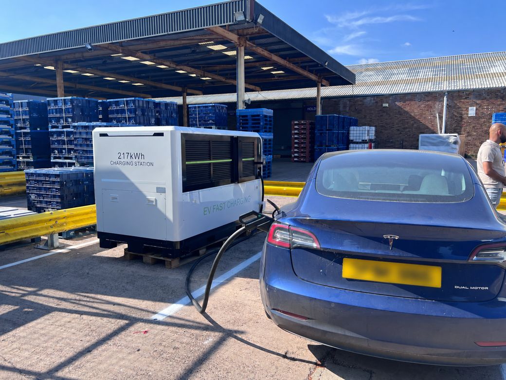 Evtec i-Trailer charging a car